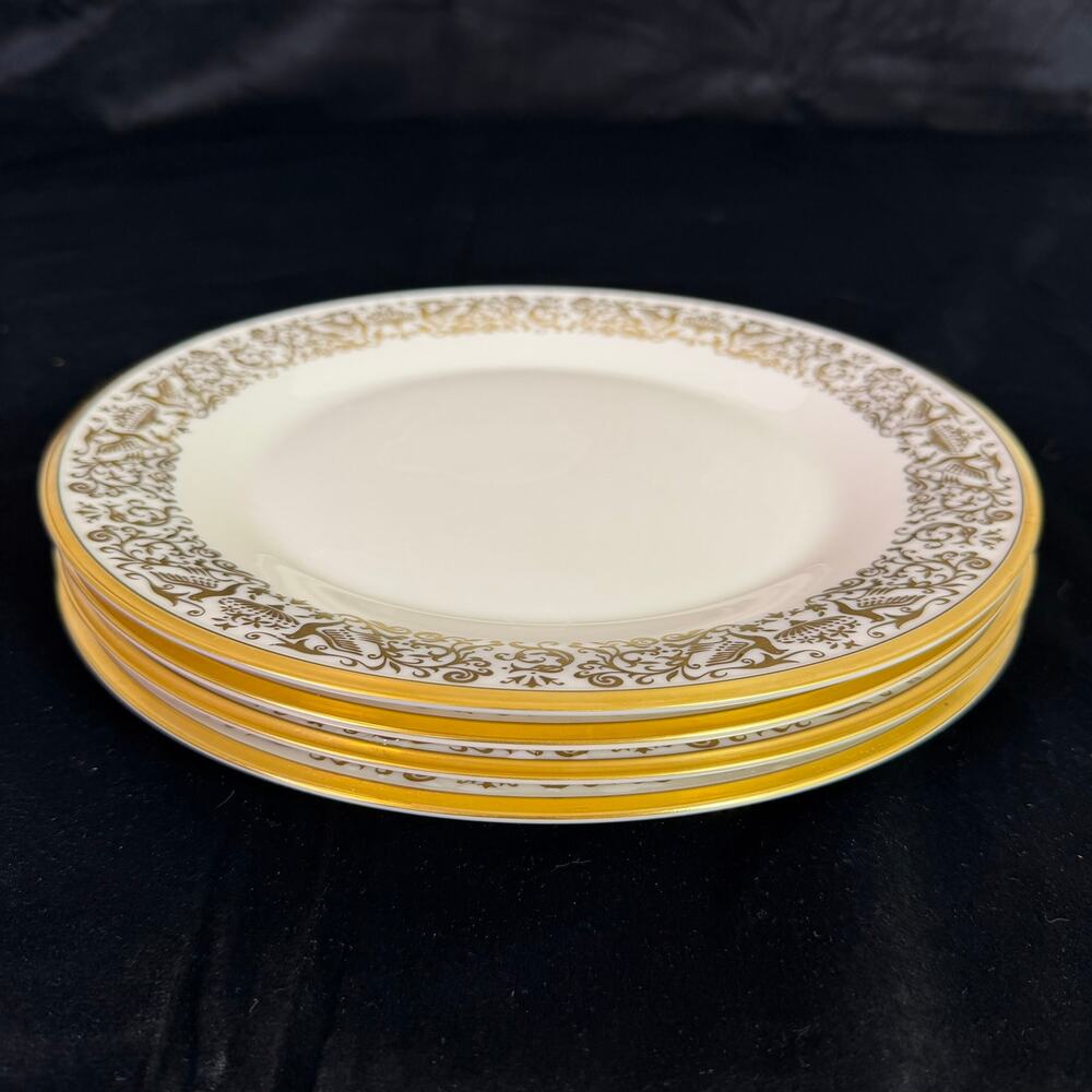 Vintage Lenox Tuscany Dinner Plate Set of 4 Gold Scrolls Ivory Bone China 10.75"